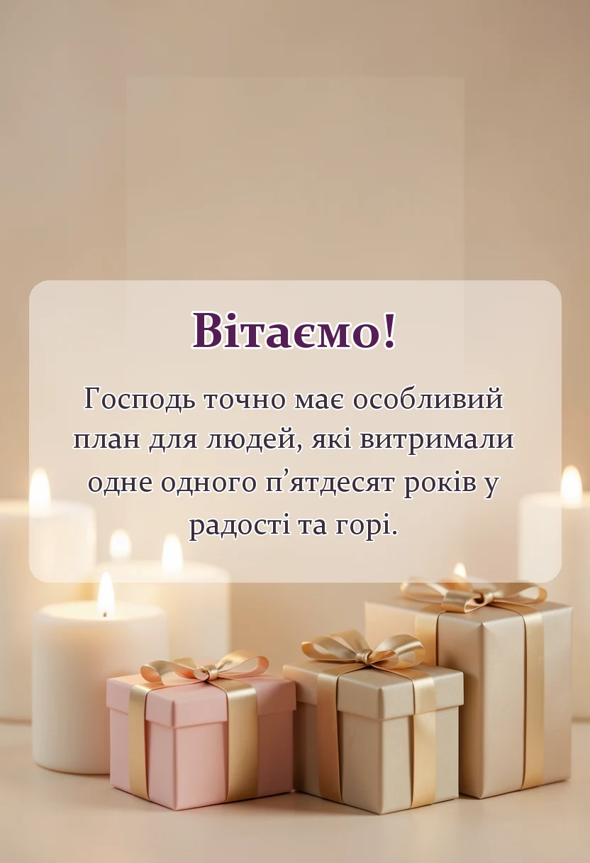унікальна листівка - християнське привітання з золотим весіллям