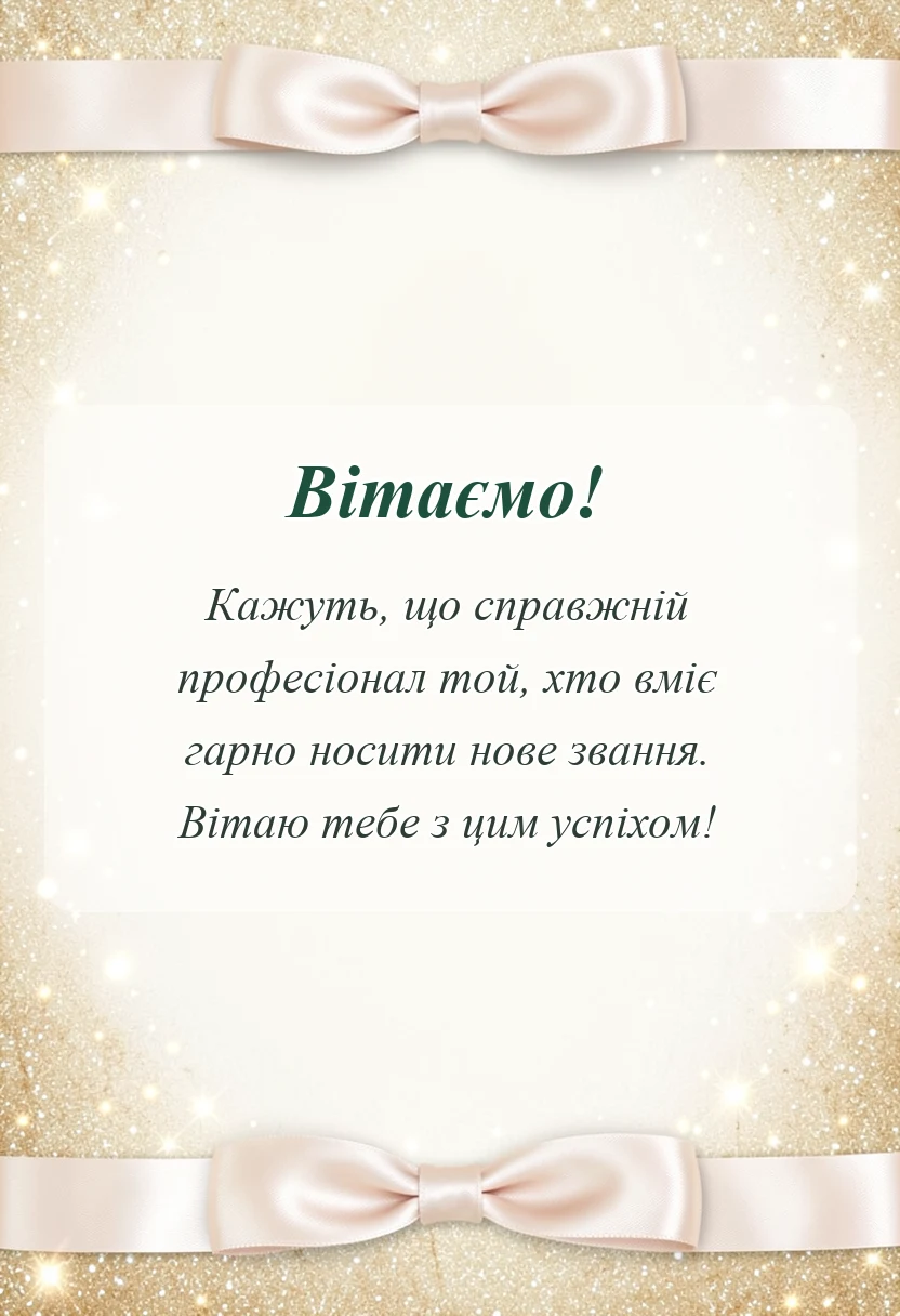 красива листівка: привітання з підвищенням звання