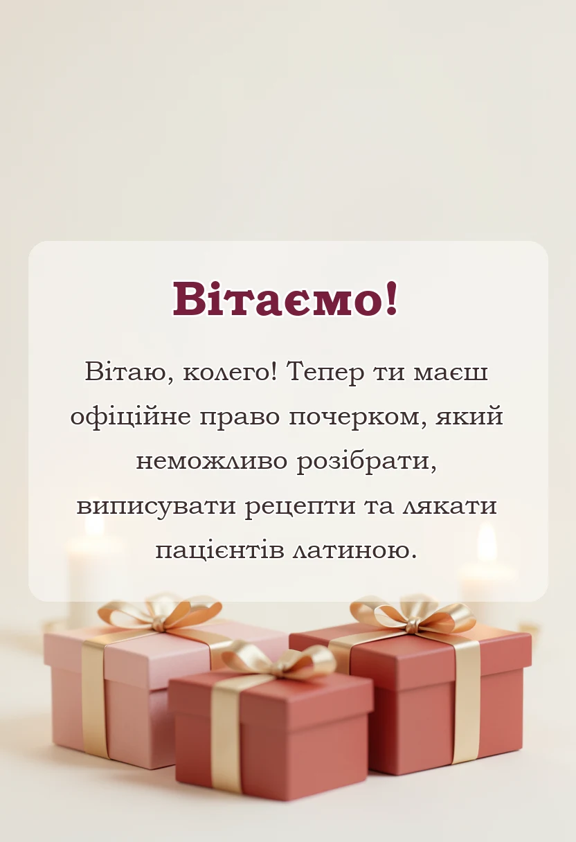 унікальна листівка - привітання з отриманням диплому медика