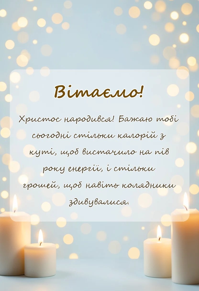 листівка з побажанням - привітання з різдвом христовим