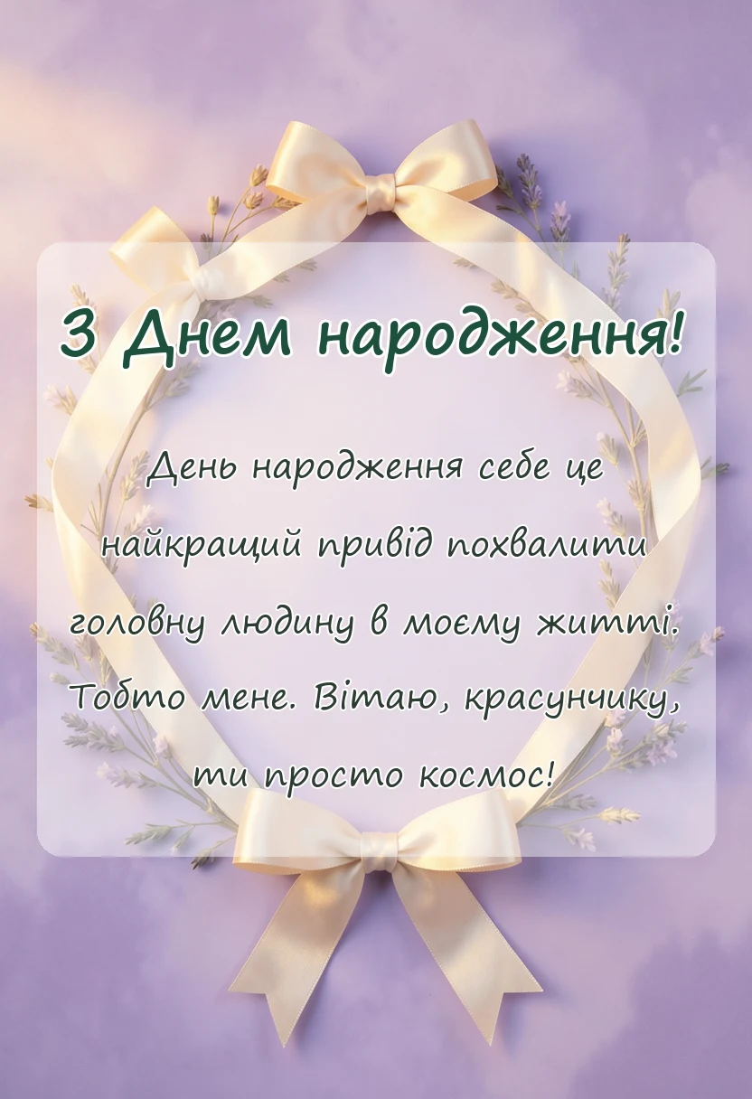 унікальна листівка - привітання з днем народженням себе