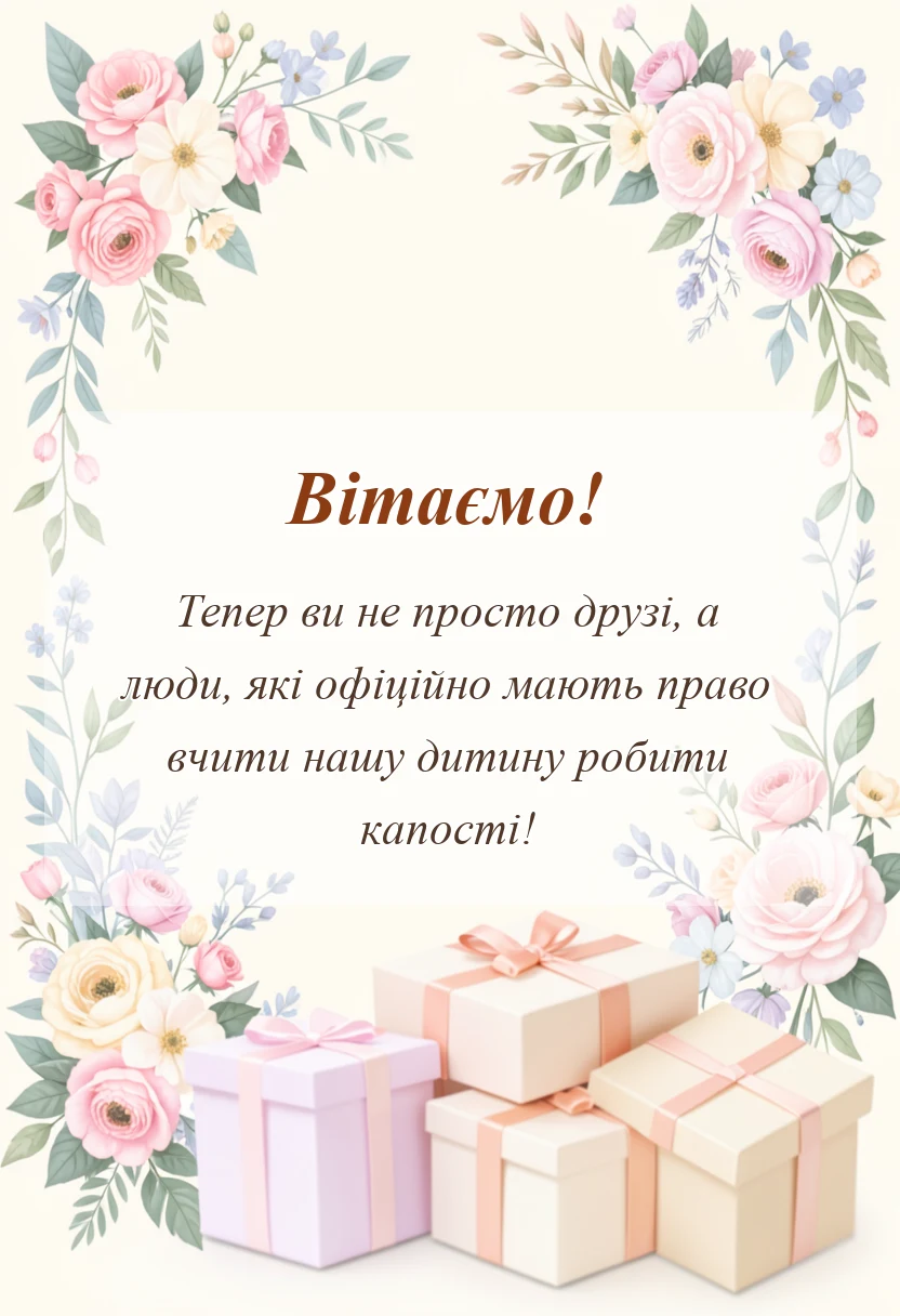 красива листівка: подяка за хрещення дитини