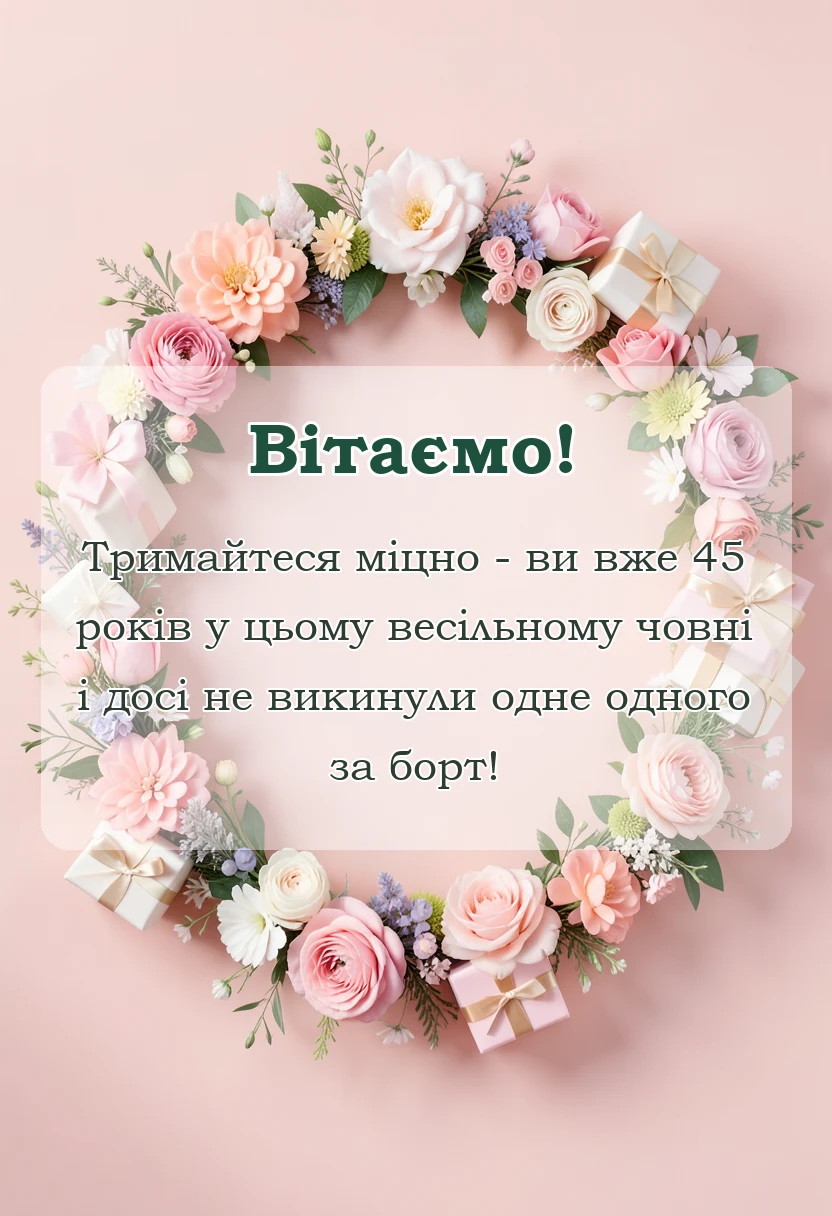 листівка з побажанням - сапфірове весілля привітання
