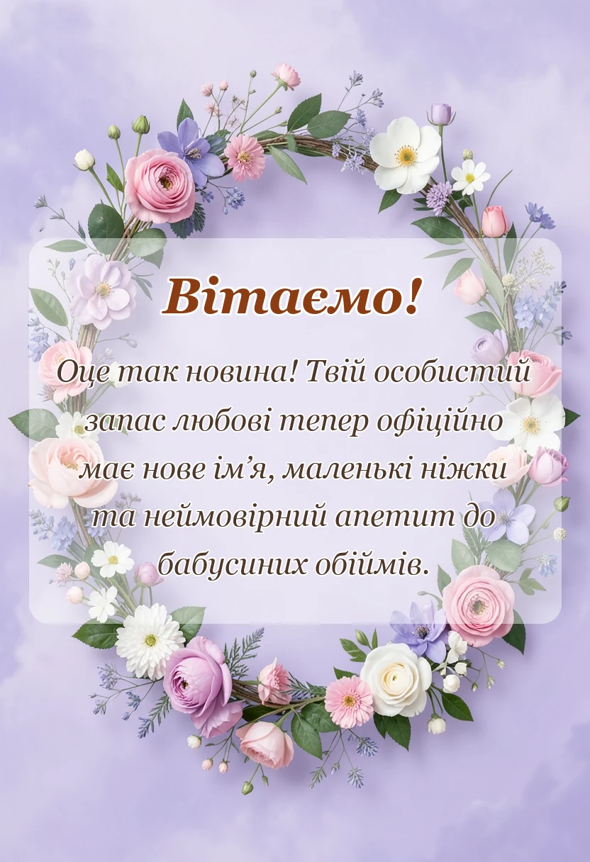 святкова картинка: вітання з народженням онучки
