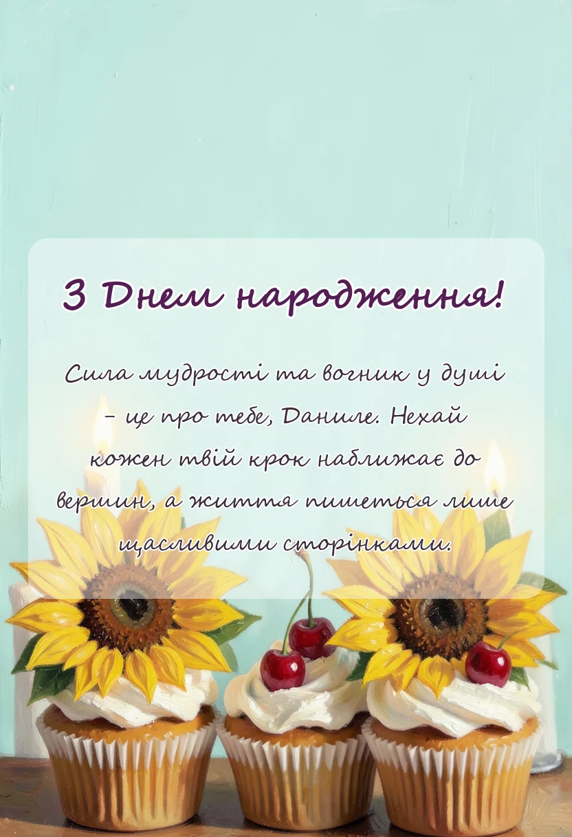 унікальна листівка - привітання з днем народження данилу своїми словами