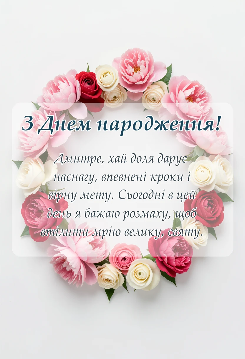 красива листівка: привітання з днем народження дмитру