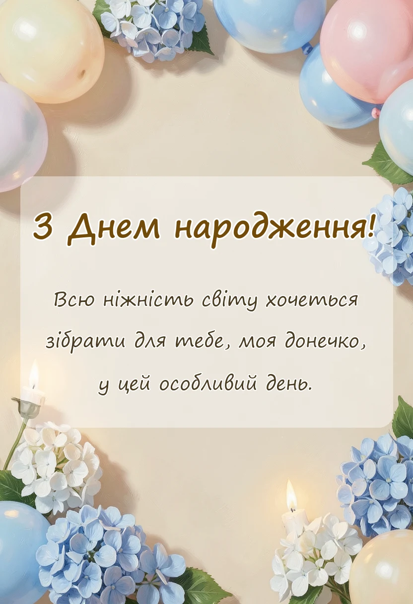 унікальна листівка - привітання з днем народження донечці