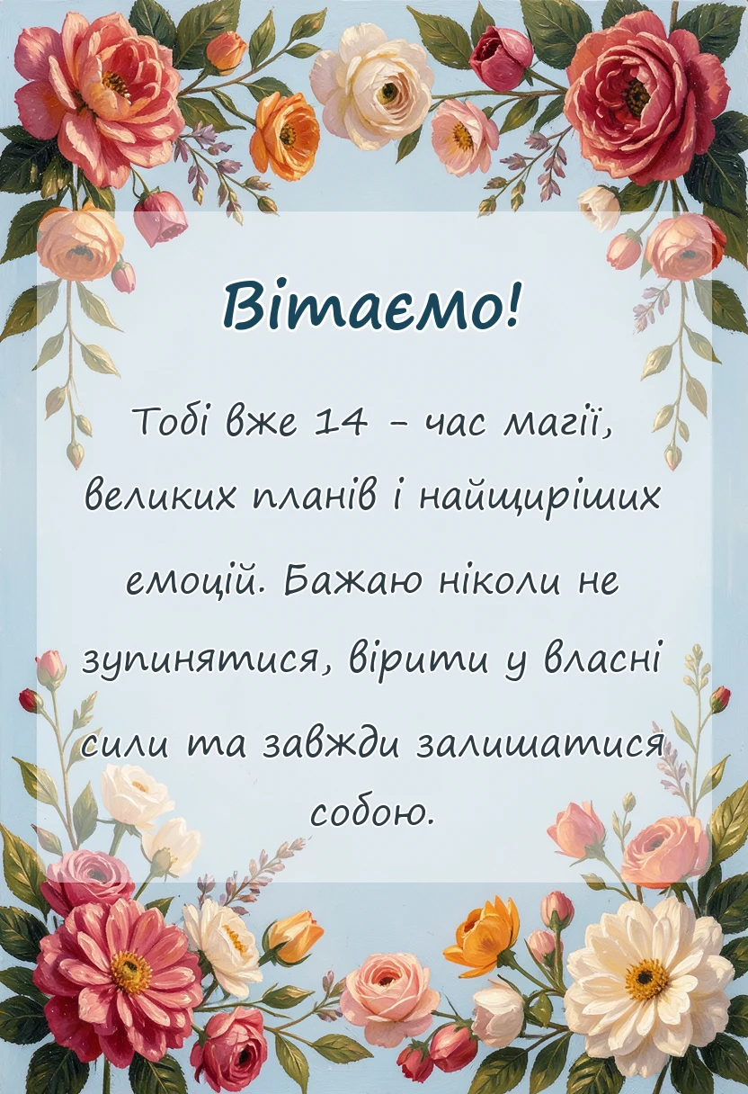 унікальна листівка - картинки з днем народження 14 років