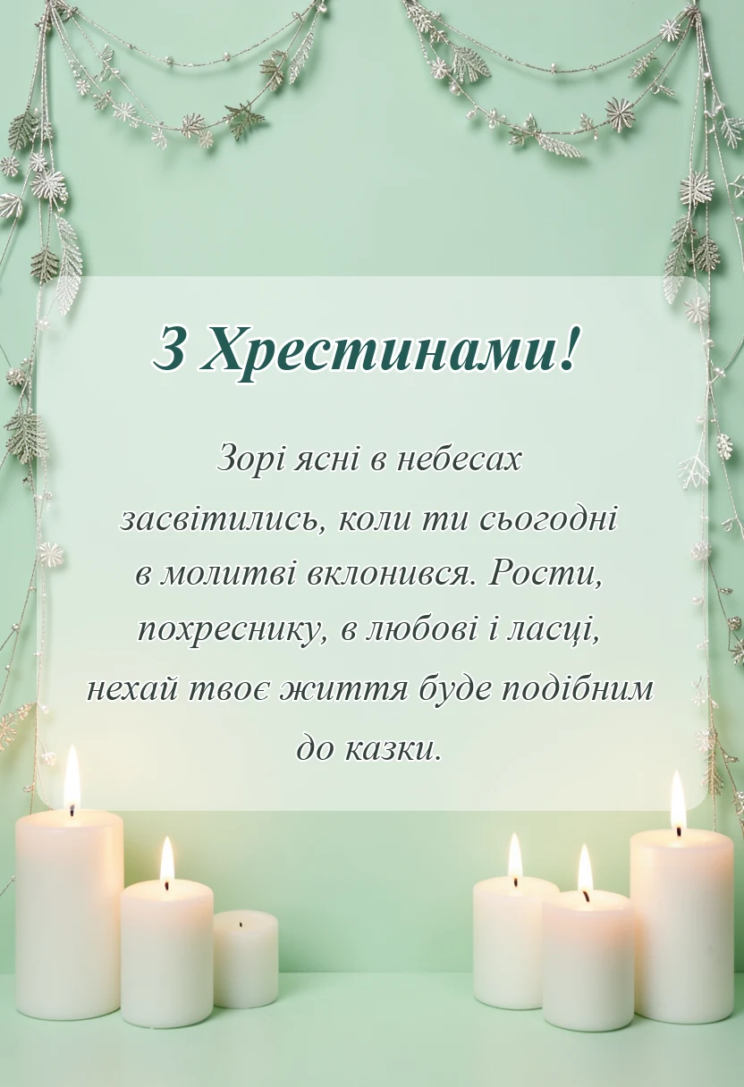 святкова картинка: побажання похреснику на хрестини