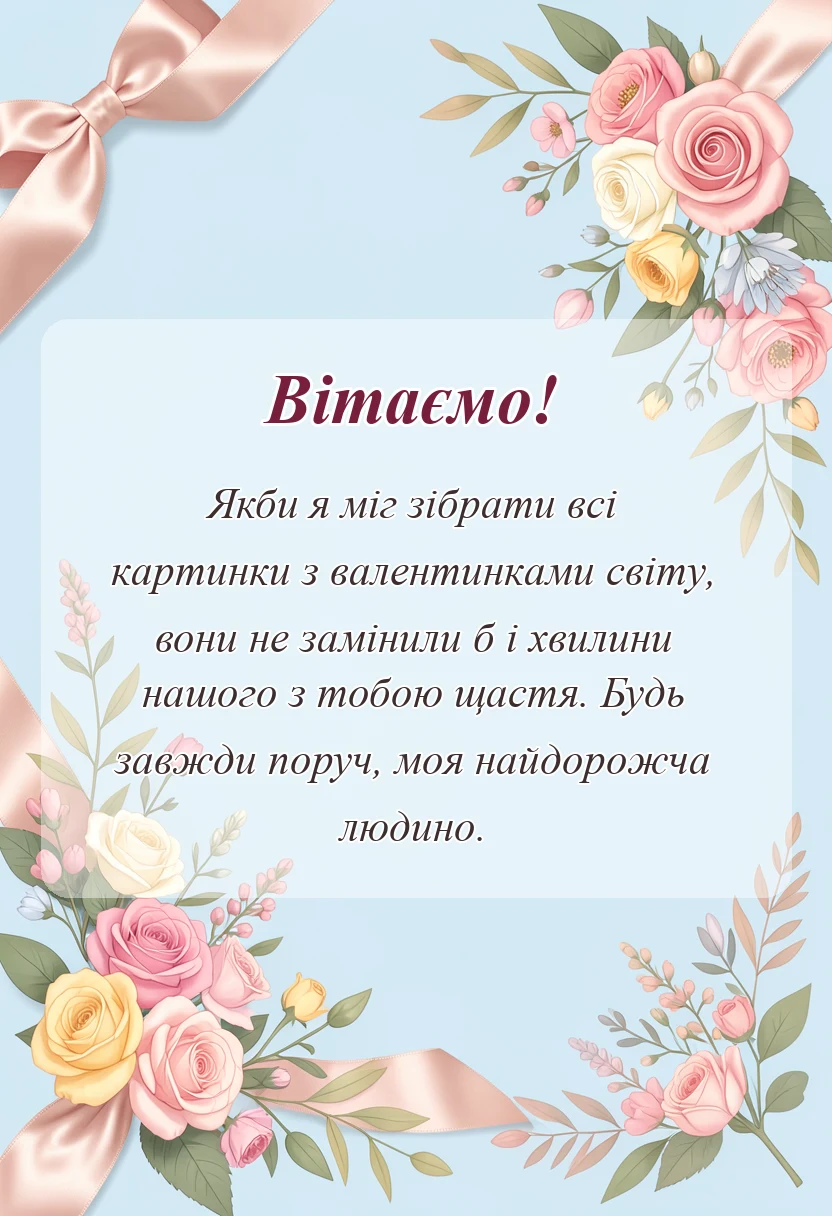 листівка з побажанням - привітання з днем святого валентина картинки