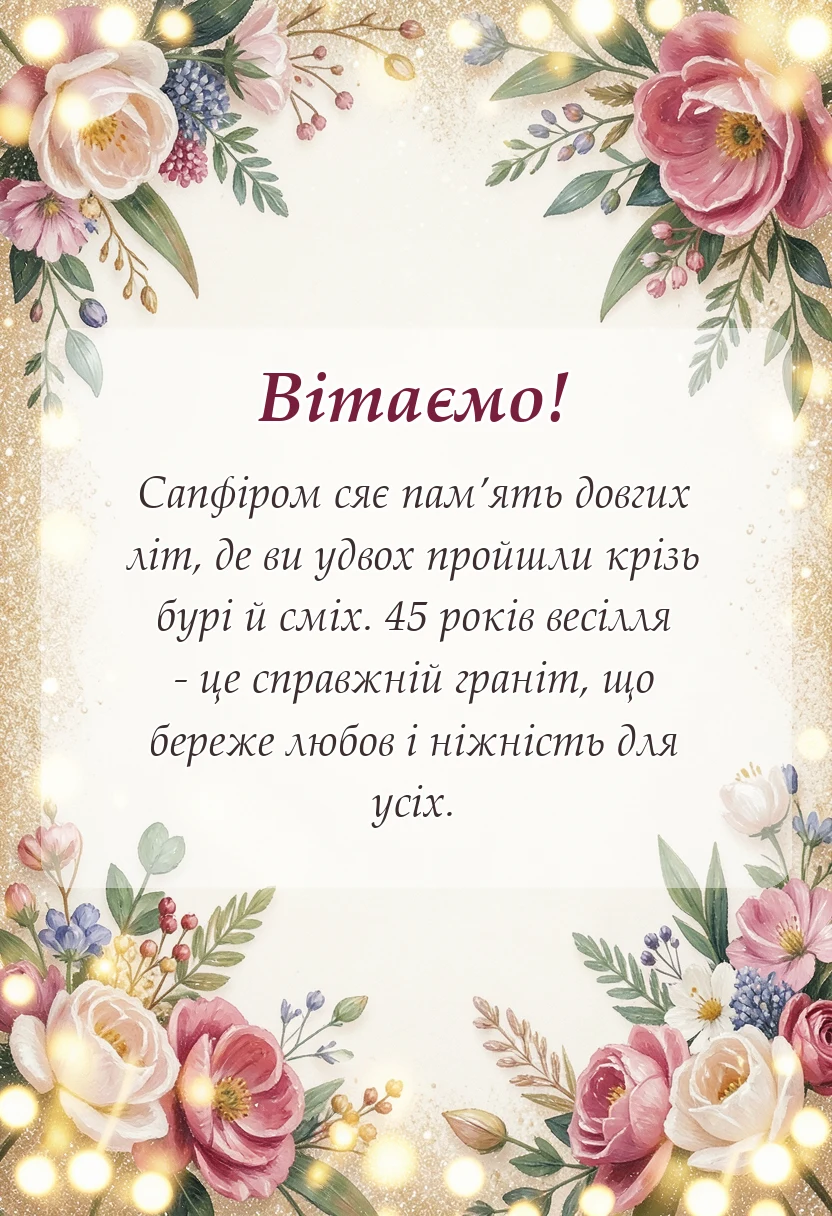 красива листівка: картинки з 45 роками весілля