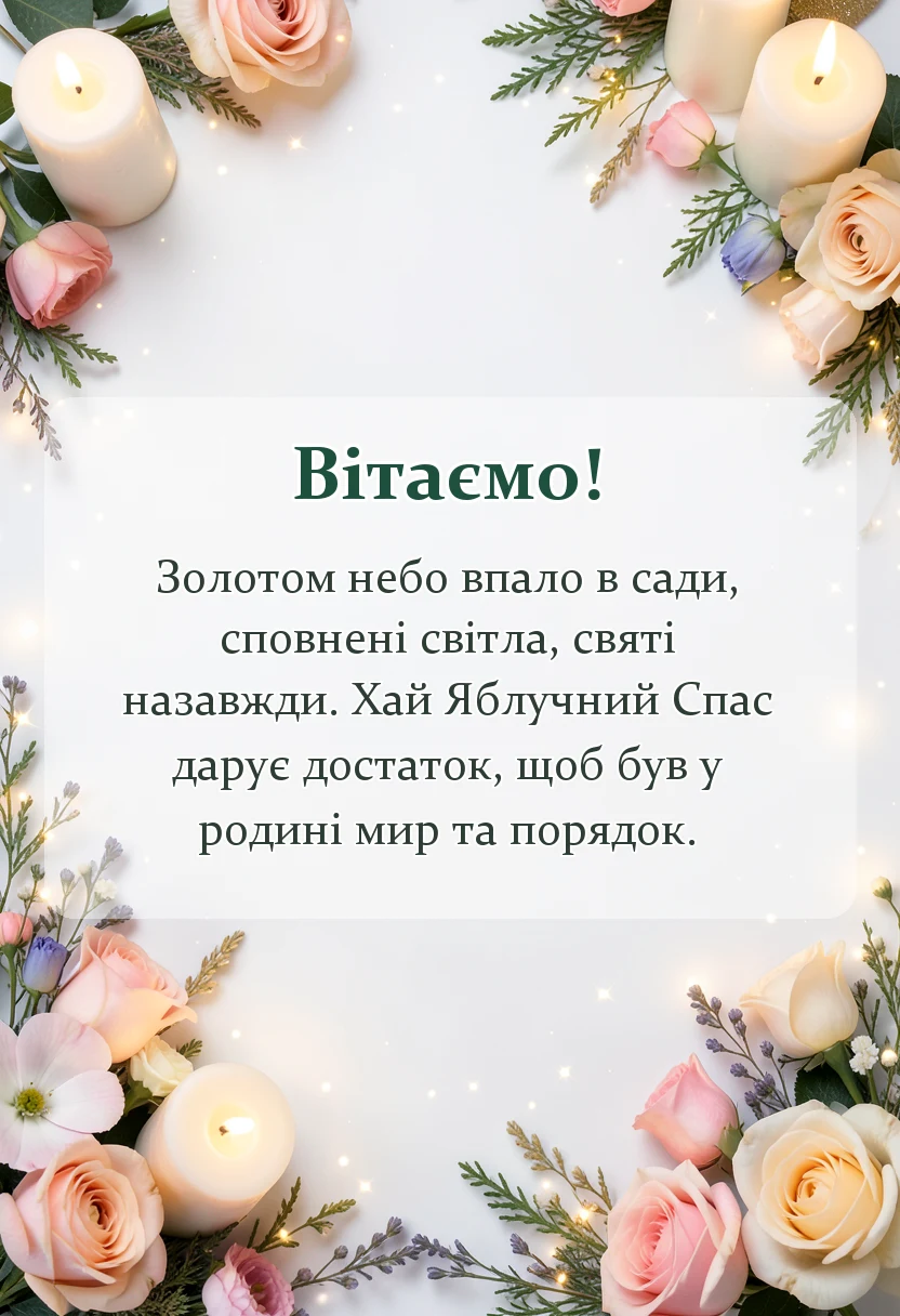 святкова картинка: листівка яблучний спас