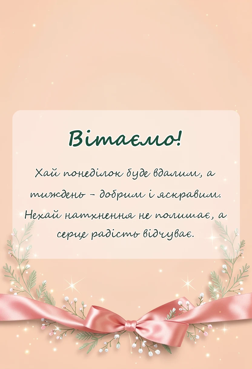 вітальна листівка - побажання гарного початку тижня