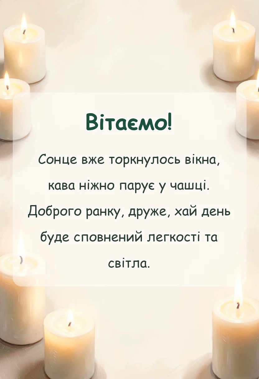 унікальна листівка - побажання доброго ранку смачної кави і гарного дня