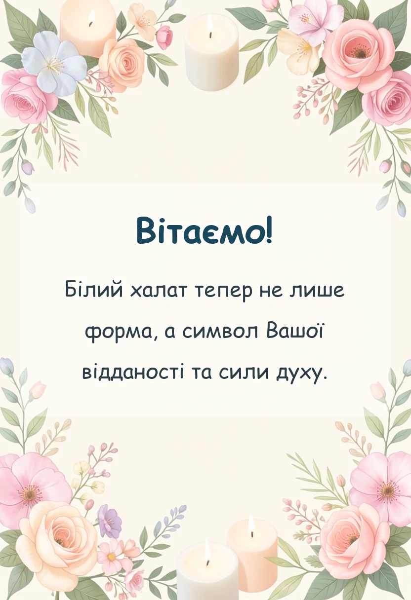 вітальна листівка - привітання з отриманням диплому медика