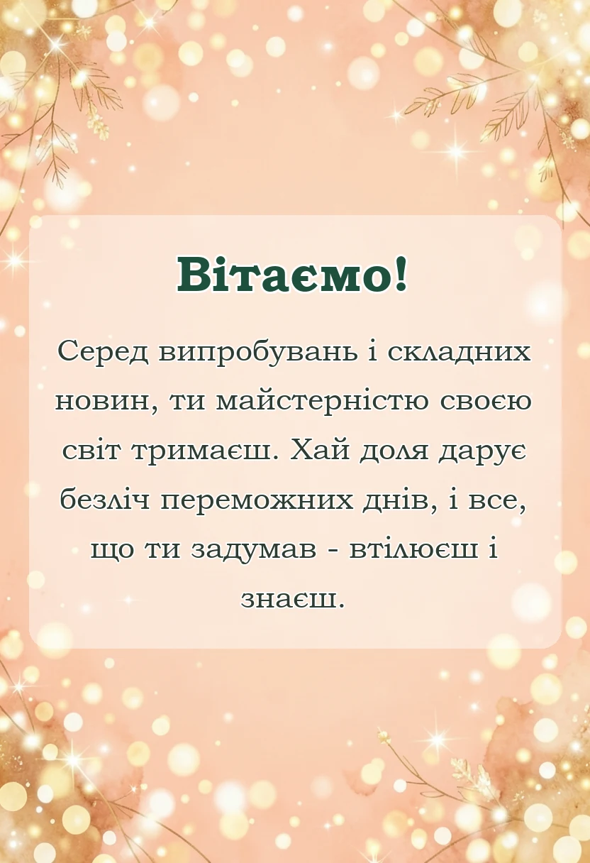 листівка з побажанням - привітання з професійним святом під час війни своїми словами