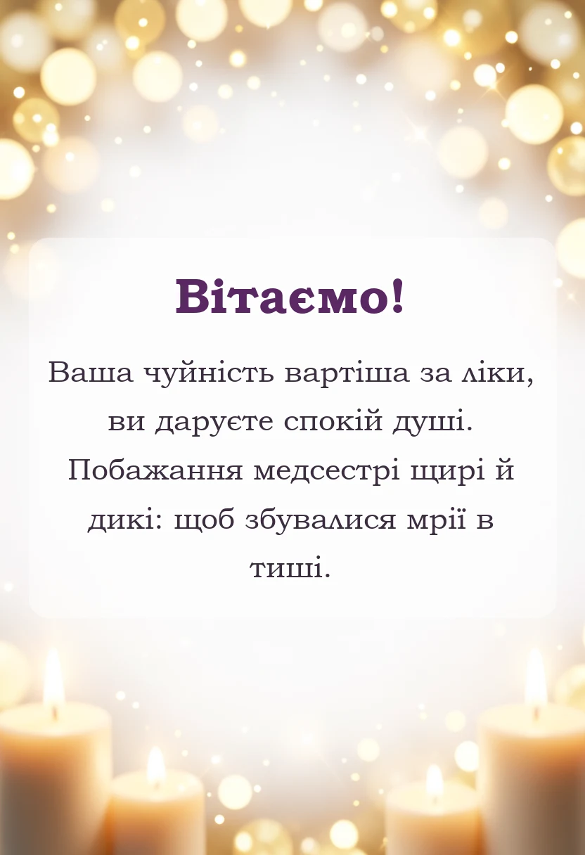 листівка з побажанням - слова подяки медсестрі