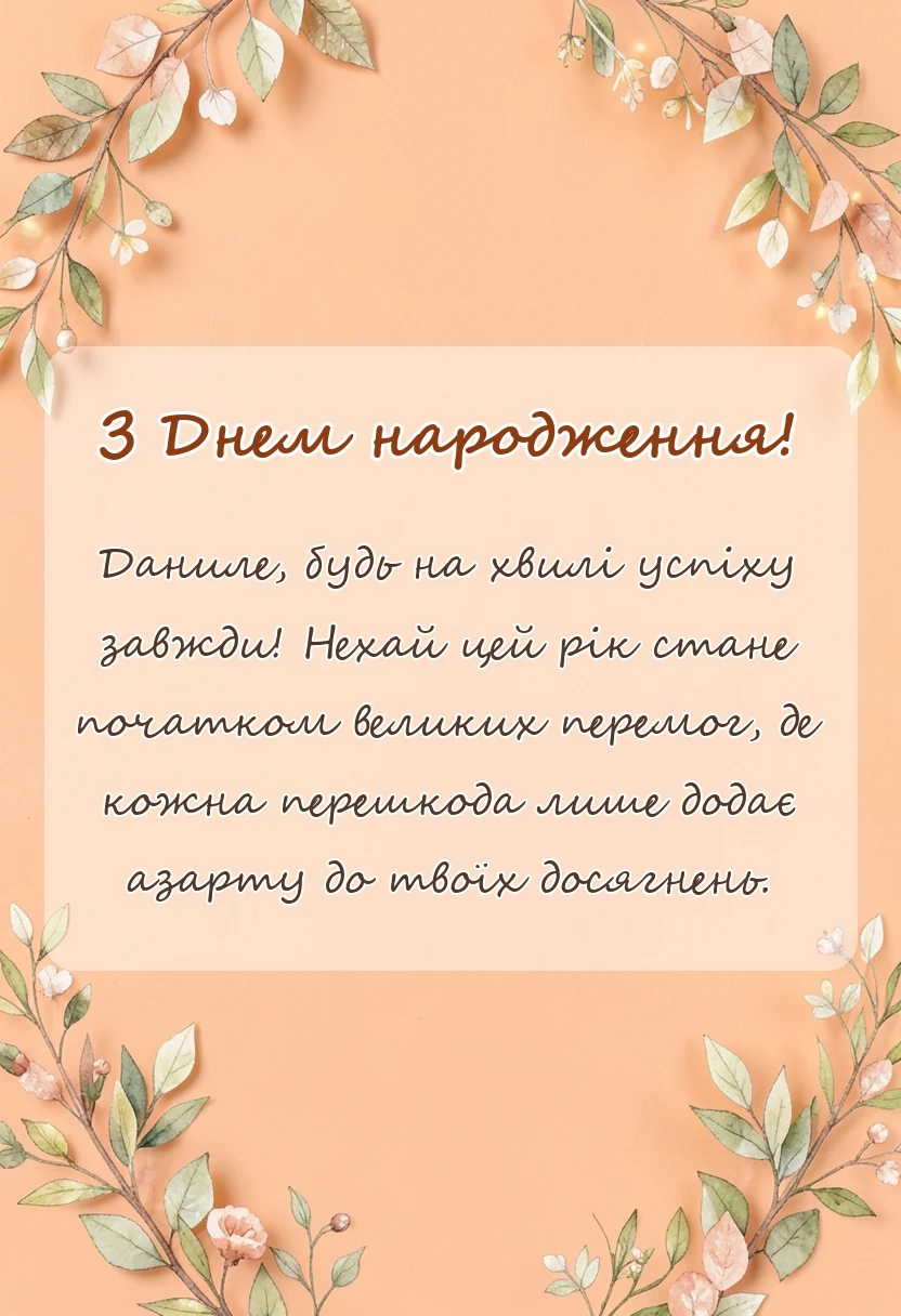 вітальна листівка - привітання з днем народження данилу своїми словами