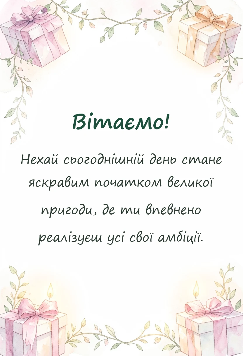 унікальна листівка - привітання з першим робочим днем в прозі
