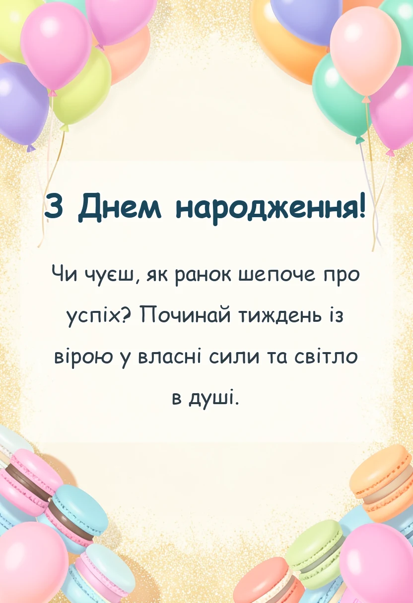 унікальна листівка - привітання доброго ранку гарного початку тижня