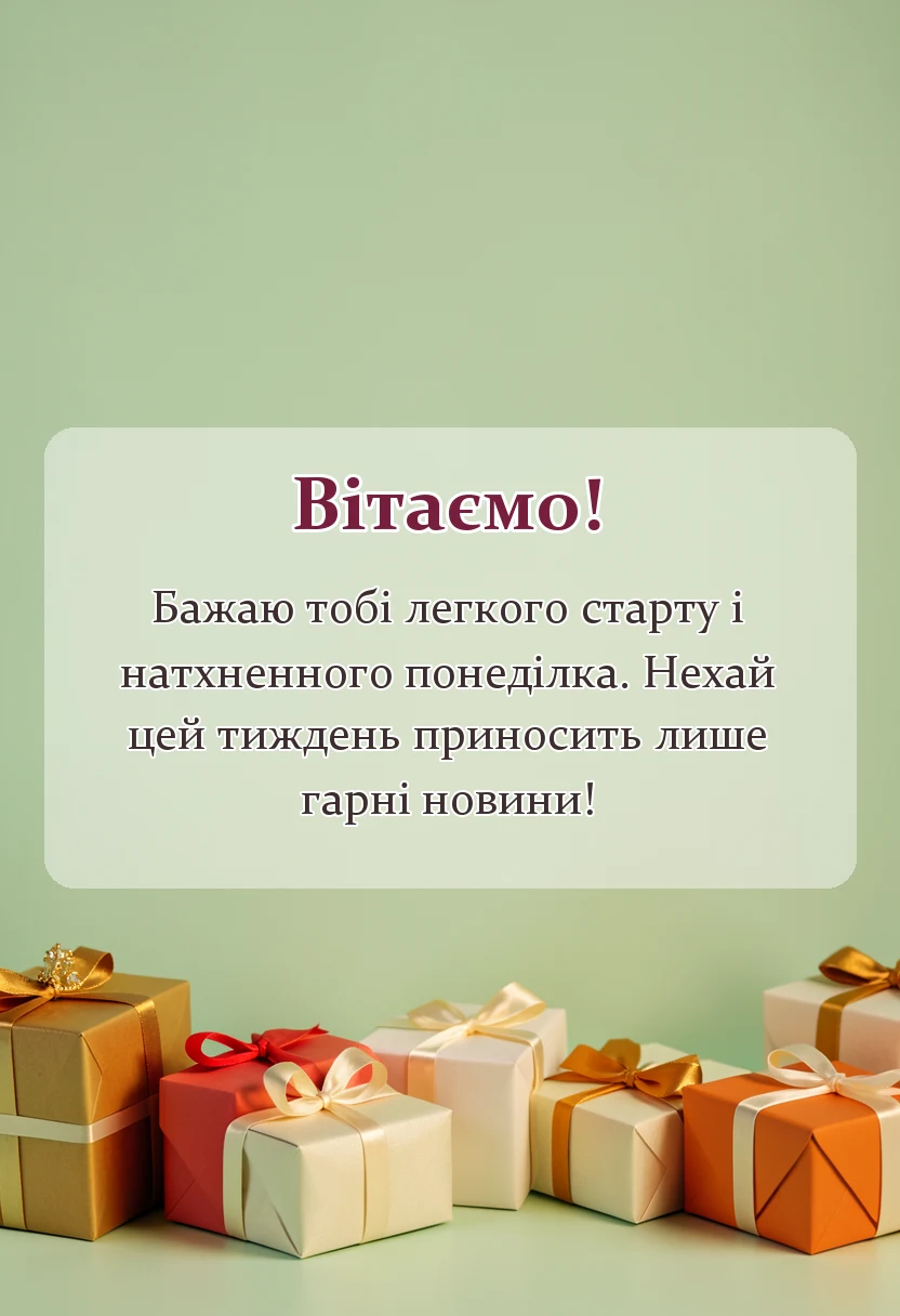 вітальна листівка - гарного понеділка побажання