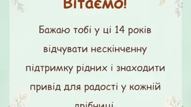 вітальна листівка - привітання з днем народження 14 років дівчинці
