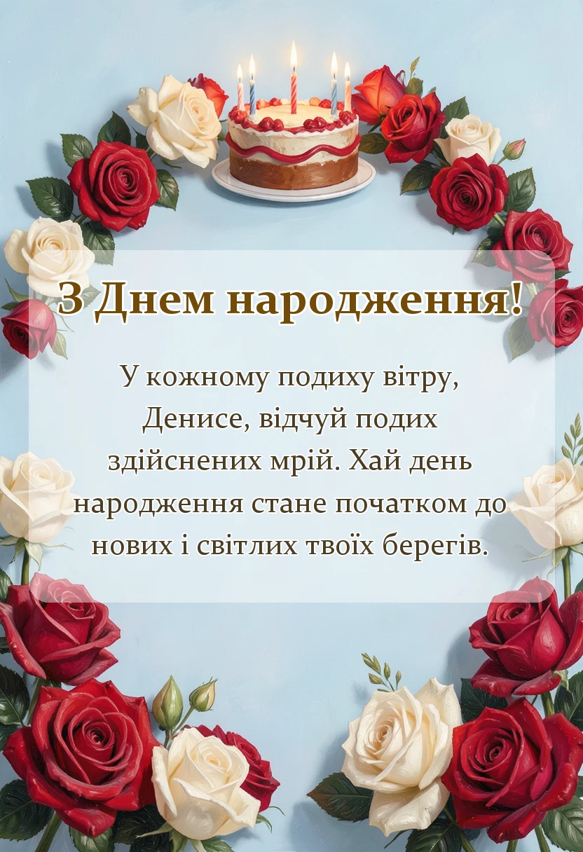 унікальна листівка - привітання з днем народження денису