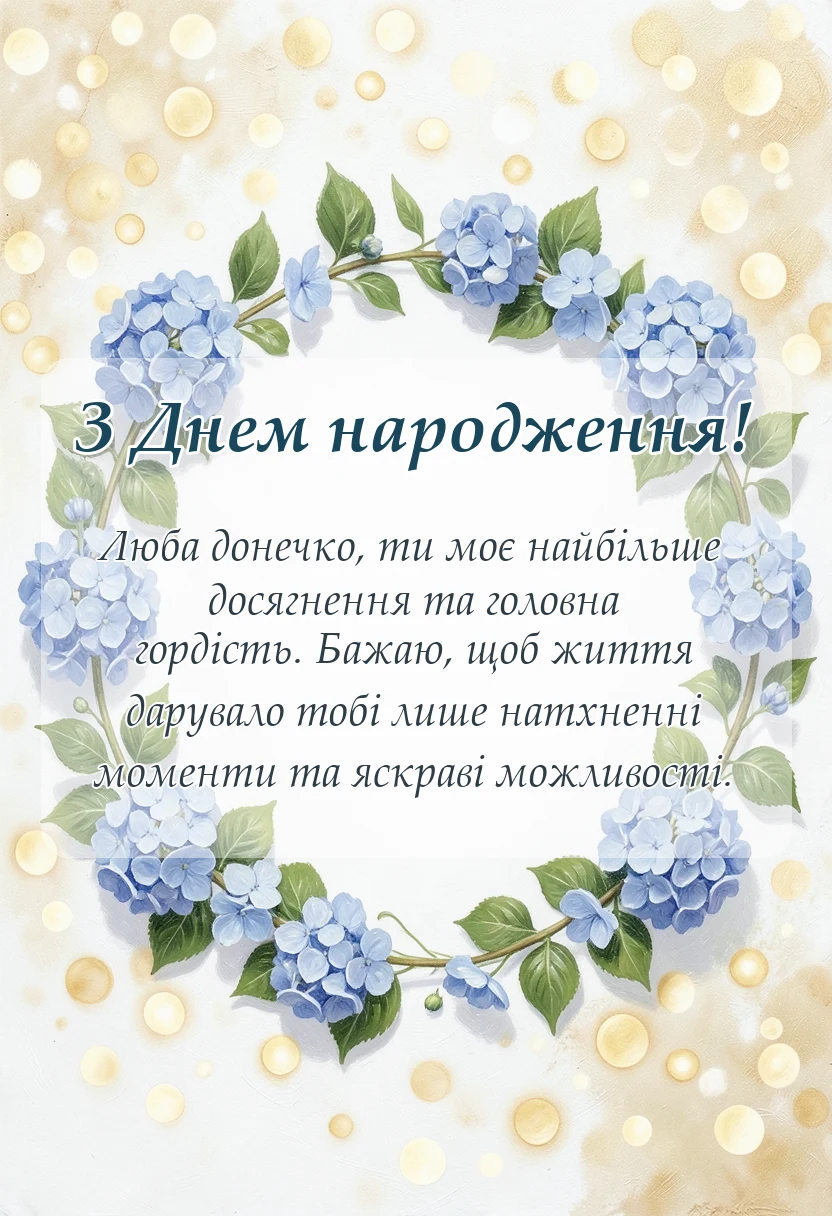 унікальна листівка - привітання з днем народження донечці