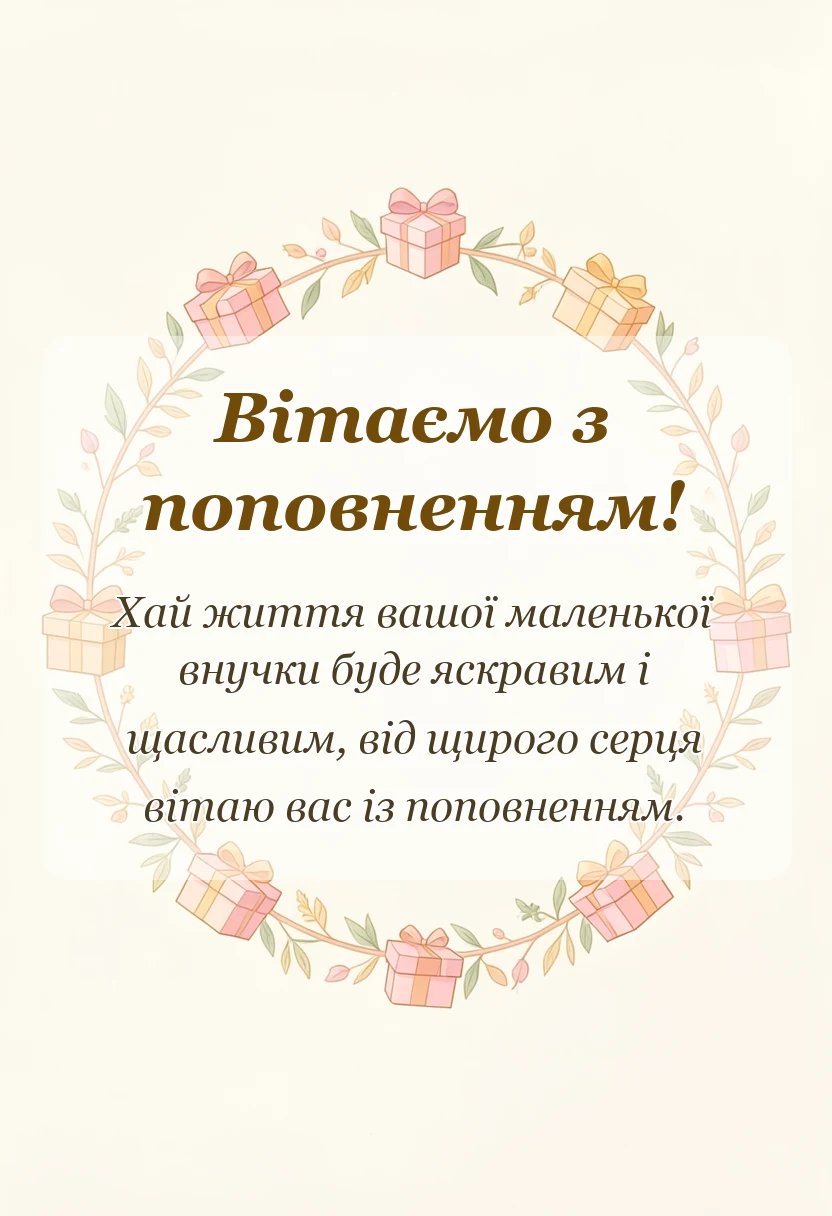 унікальна листівка - привітання з народженням внучки