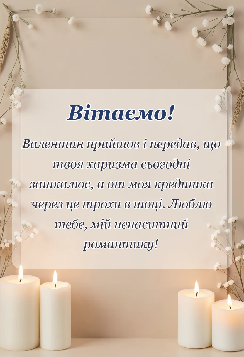 красива листівка: короткі привітання з днем святого валентина