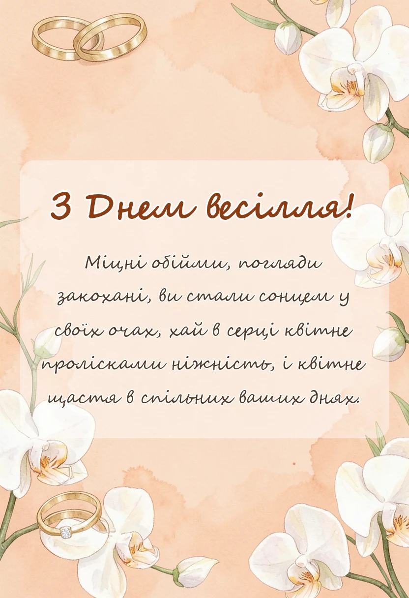 вітальна листівка - побажання на весіллі