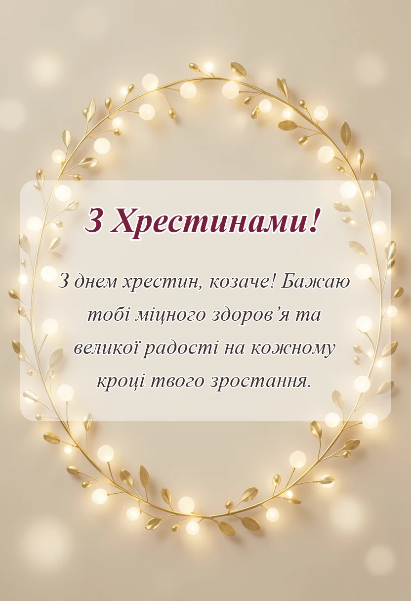 унікальна листівка - побажання похреснику на хрестини