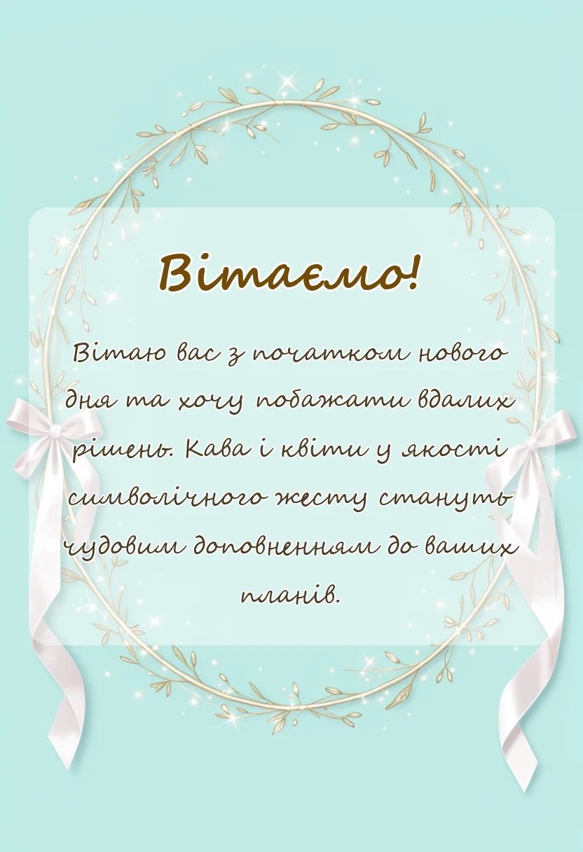 унікальна листівка - привітання доброго ранку кава і квіти