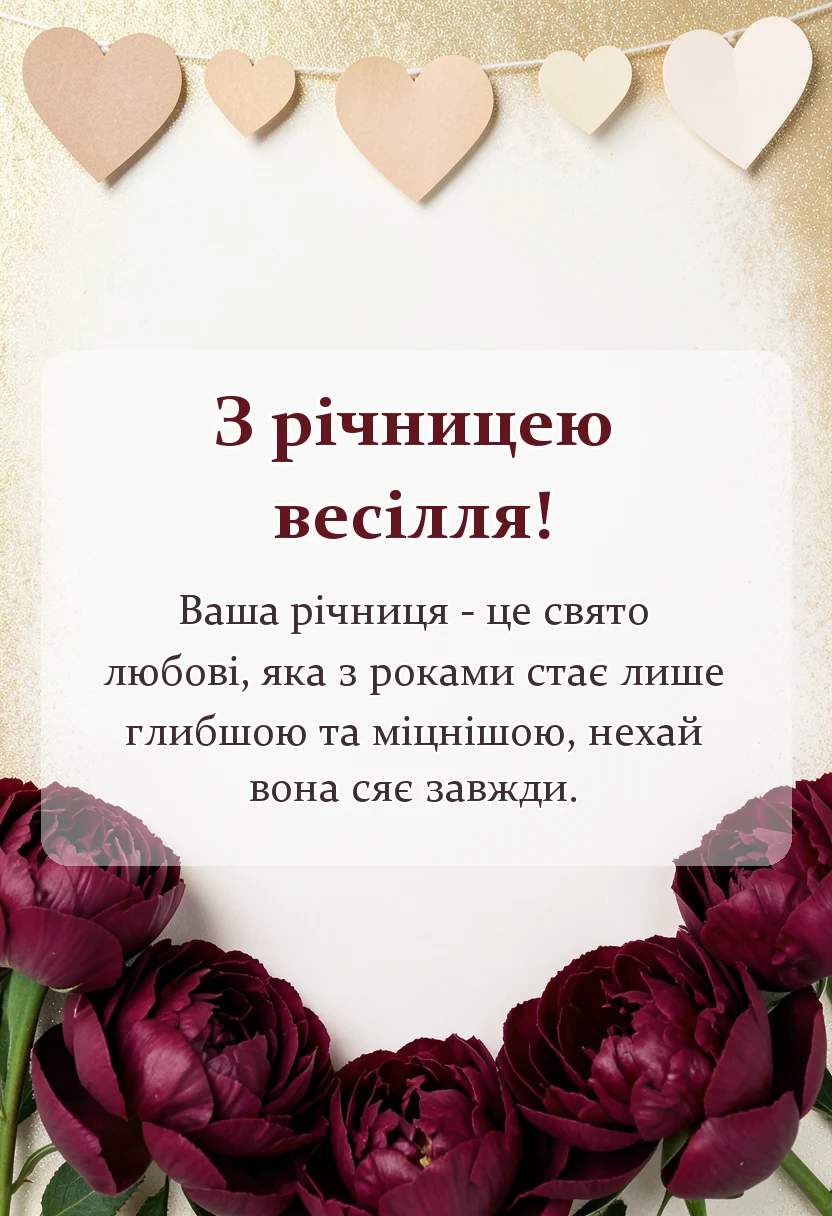 красива листівка: привітання з річницею весілля своїми словами від мами