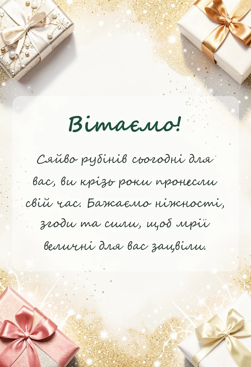 листівка з побажанням - привітання з рубіновим весіллям у віршах