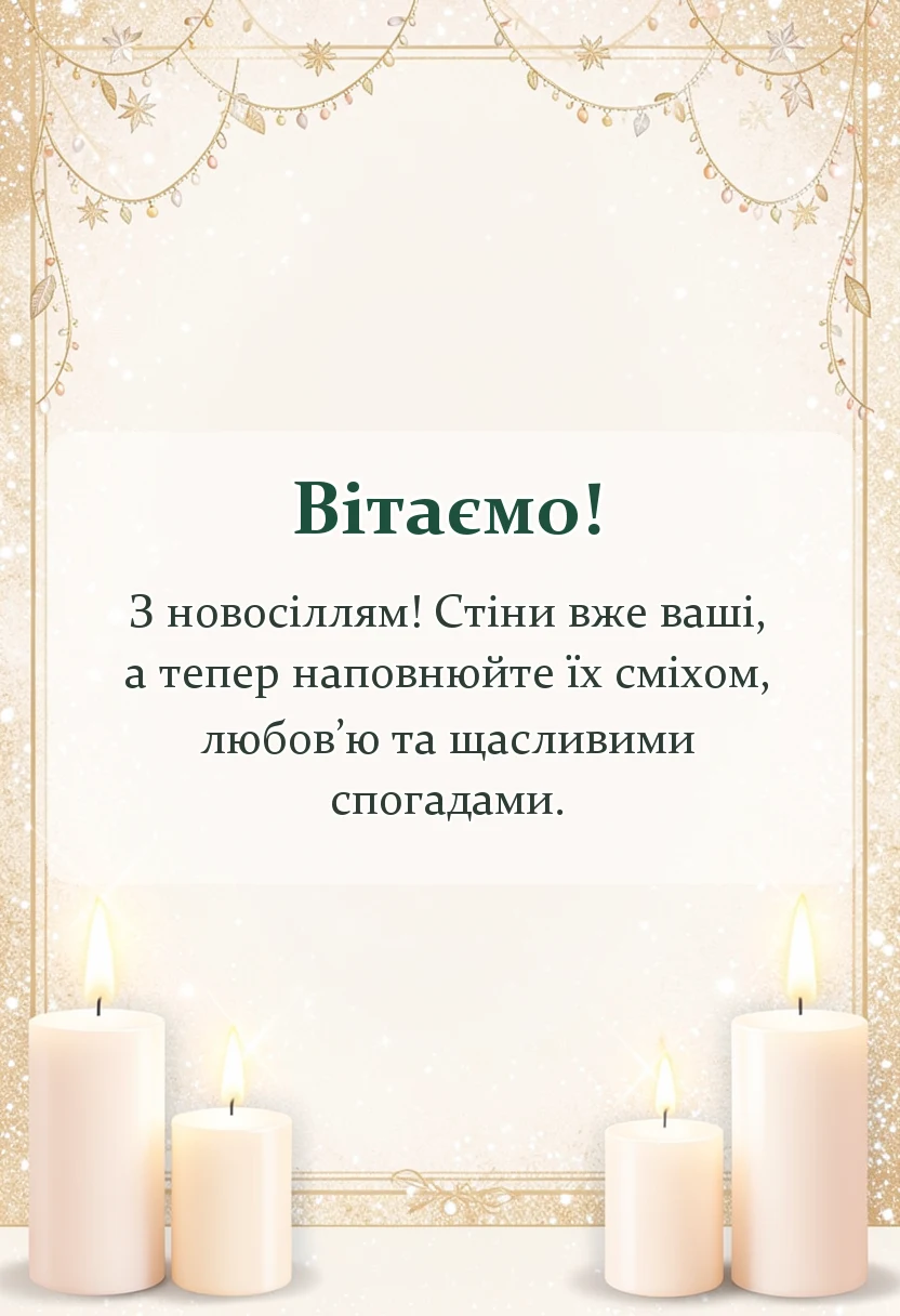 листівка з побажанням - короткі привітання з новосіллям