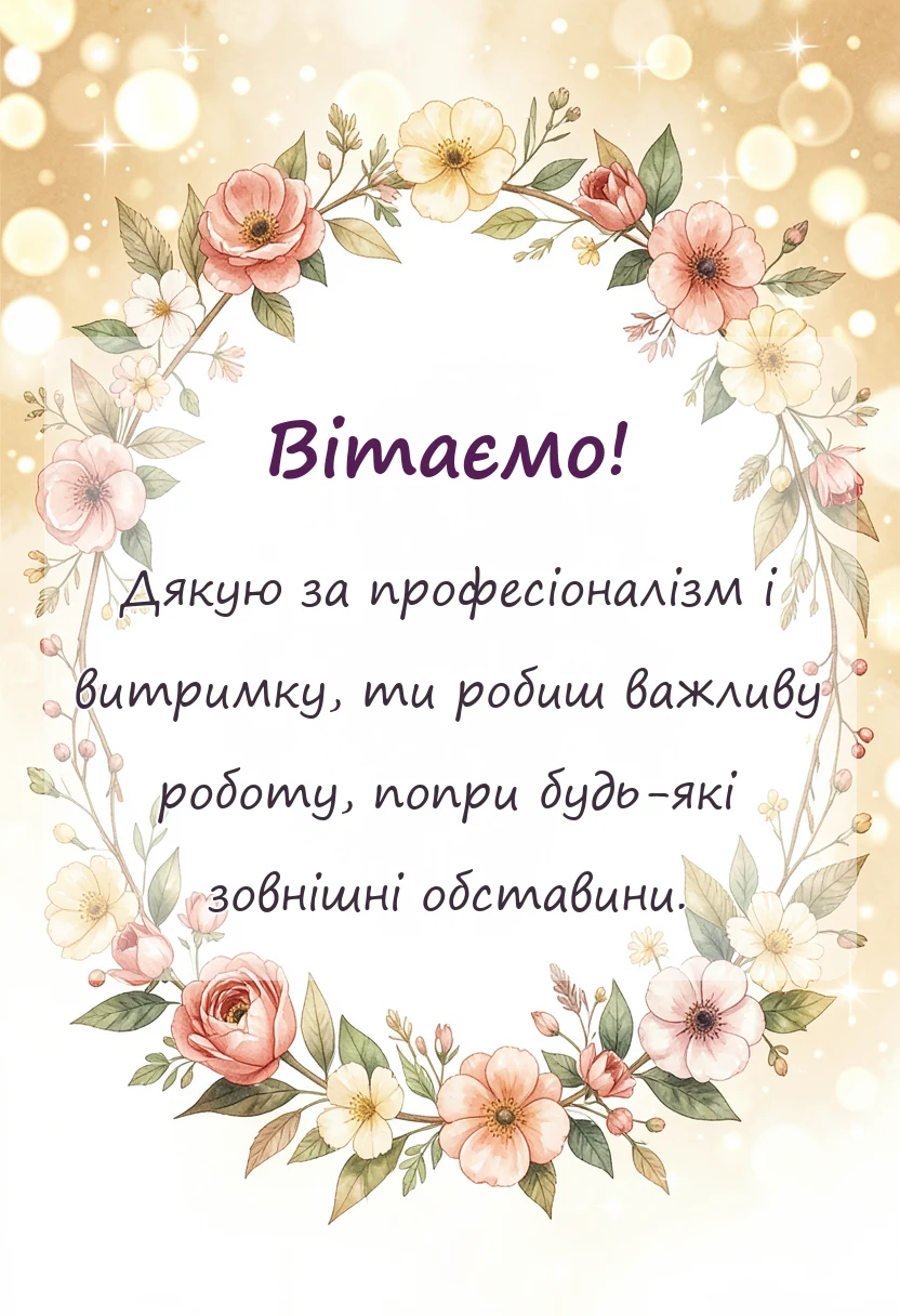 вітальна листівка - привітання з професійним святом під час війни своїми словами