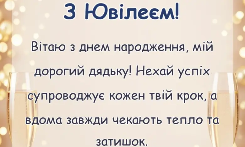 красива листівка: привітання з ювілеєм дядькові