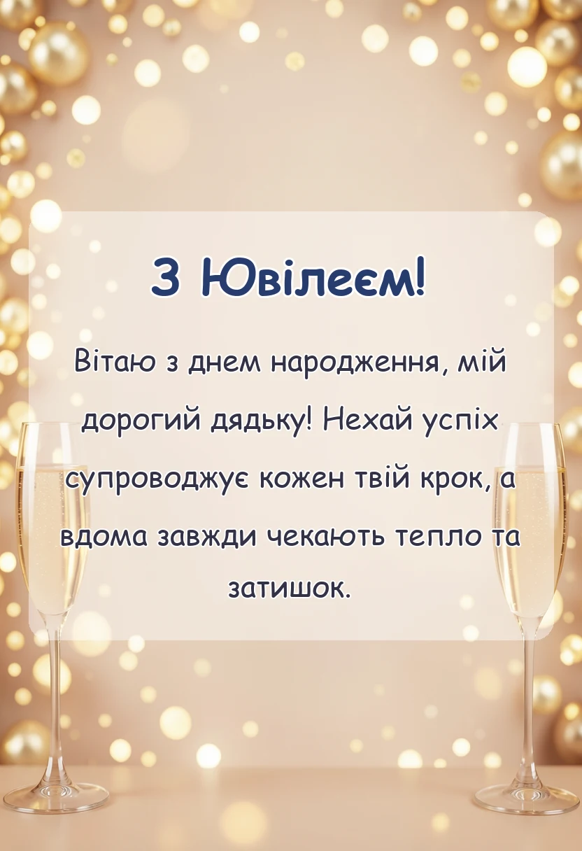 красива листівка: привітання з ювілеєм дядькові
