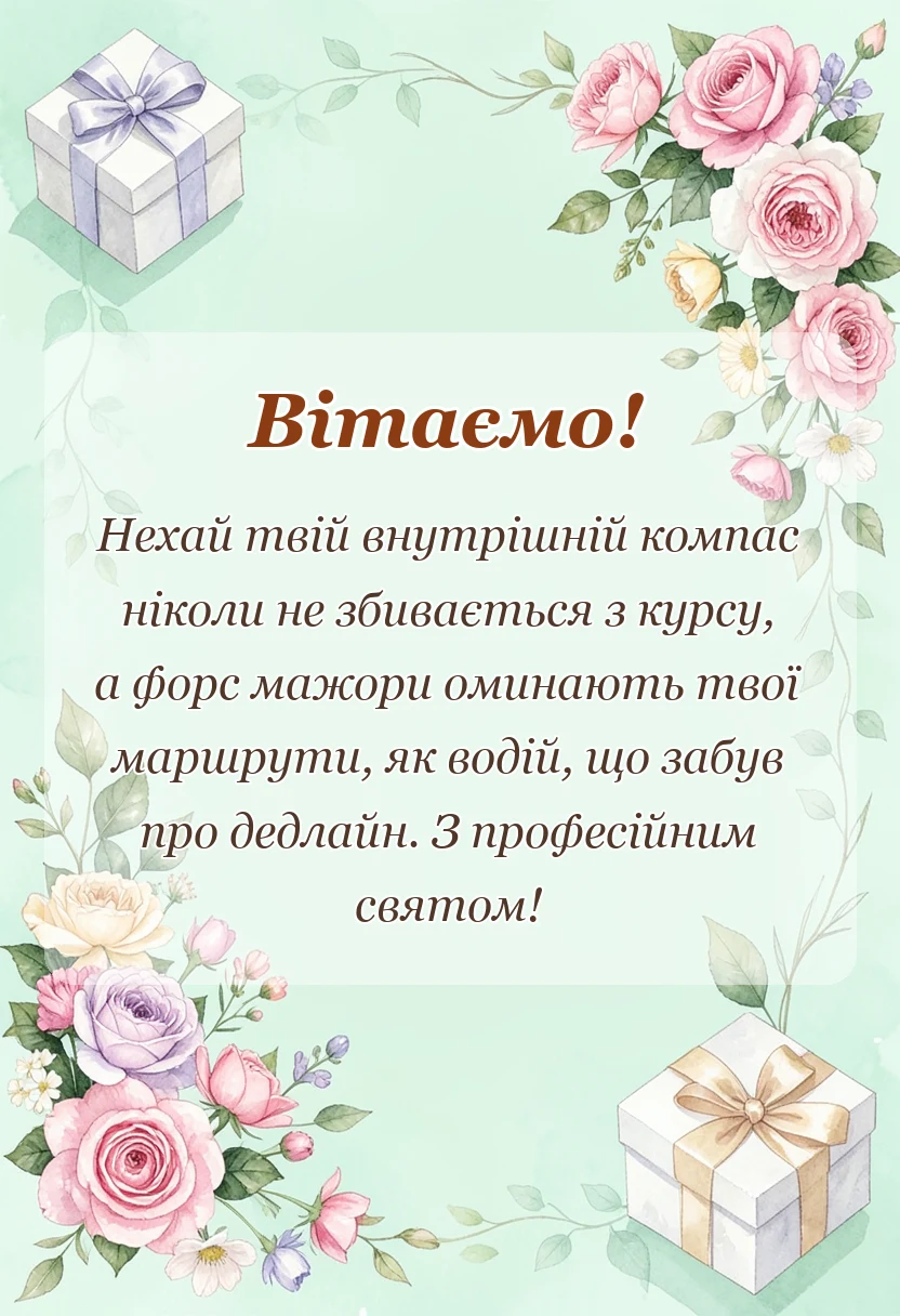 унікальна листівка - вітання з днем логіста