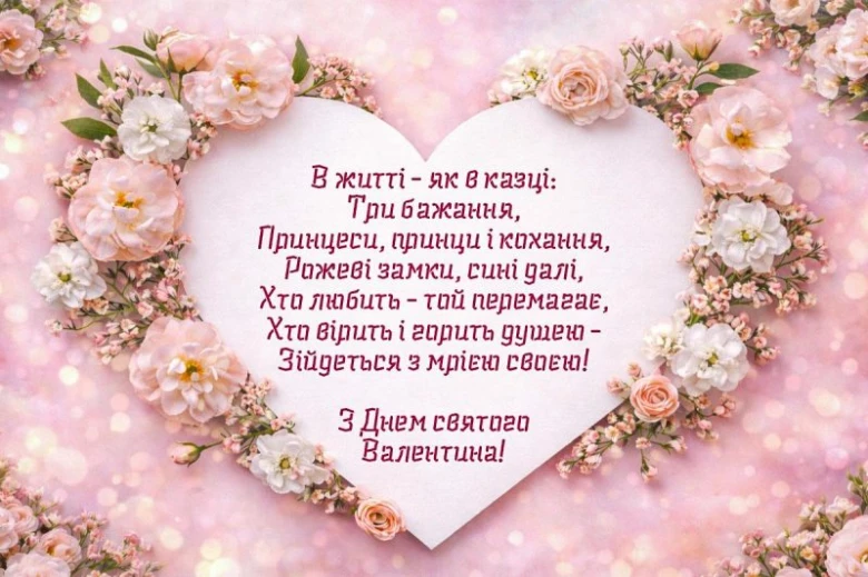 Серце з троянд та квітів на фоні.