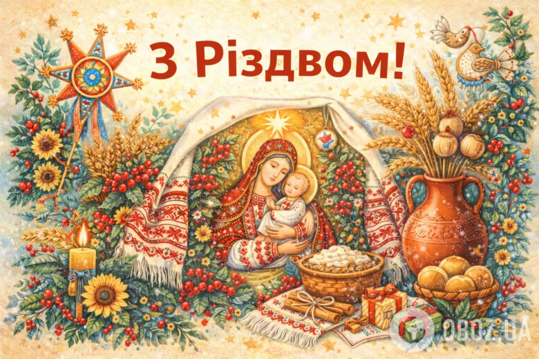 Українське Різдво: Матір Божа з дитям під зіркою.